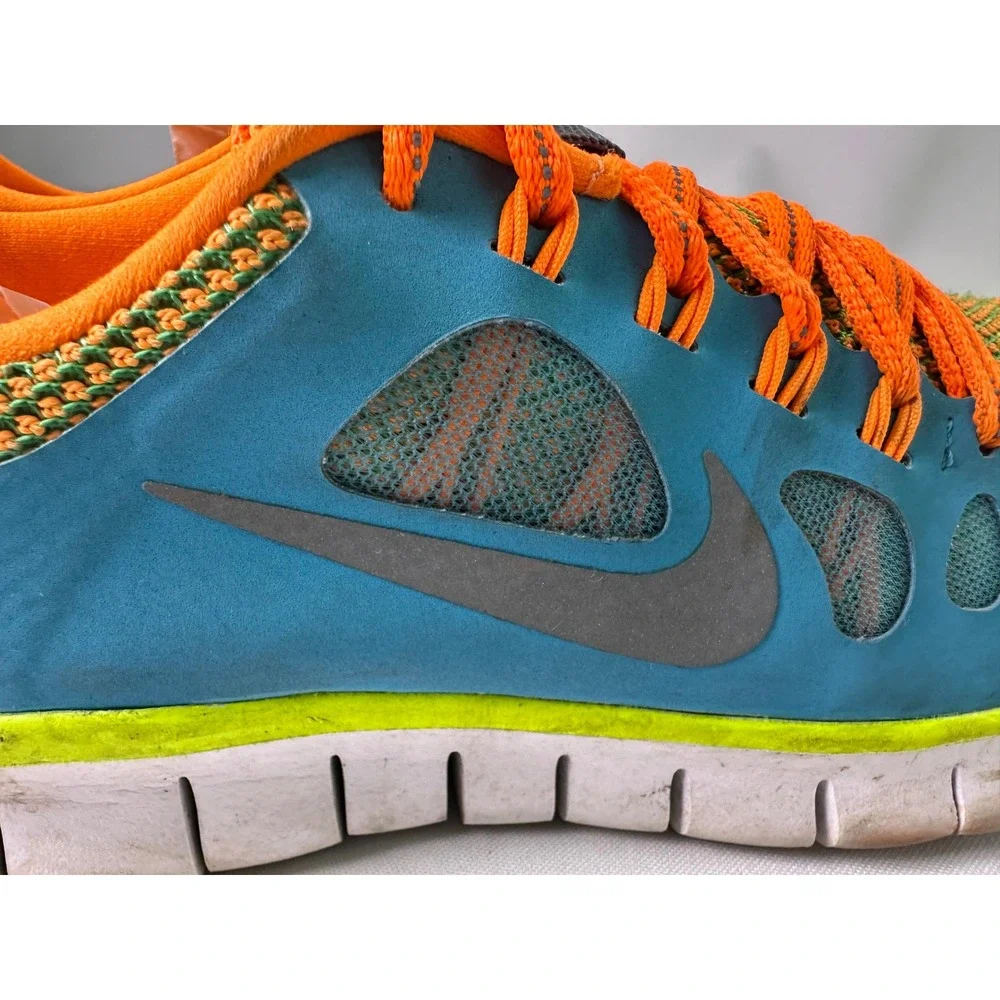 Nike Free 5.0 Gamma Blue Total Orange Volt‎ Kids Running Shoes 6Y 631567-400 GS